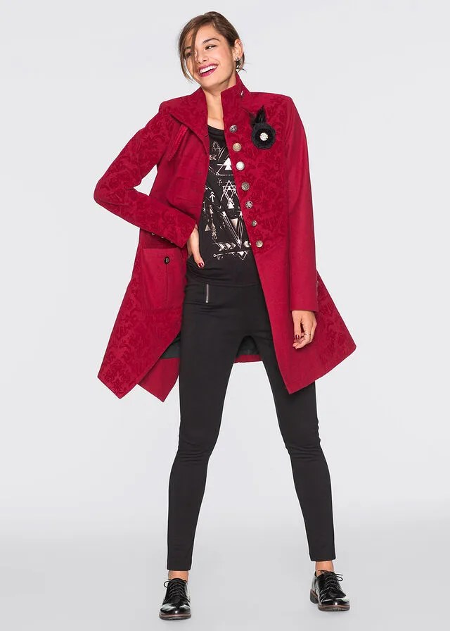 Abrigo de invierno adamascado Rojo
