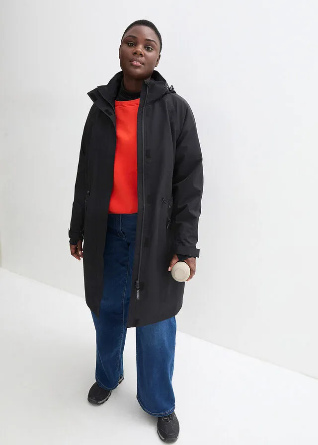 Abrigo de lluvia, impermeable Negro