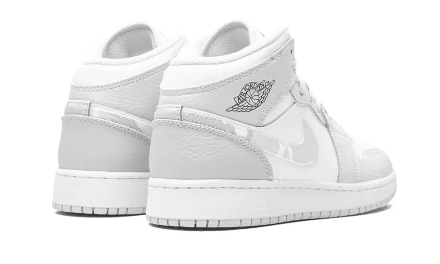 AIR JORDAN 1 MID SE SWOOSH LOGO  GREY CAMO (GS)