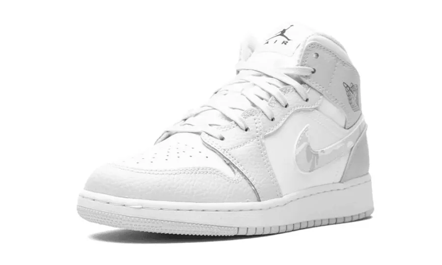 AIR JORDAN 1 MID SE SWOOSH LOGO  GREY CAMO (GS)