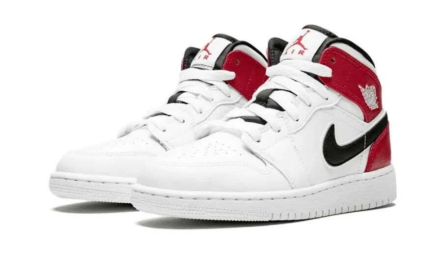 Air Jordan 1 Mid White Black Gym Red (GS)