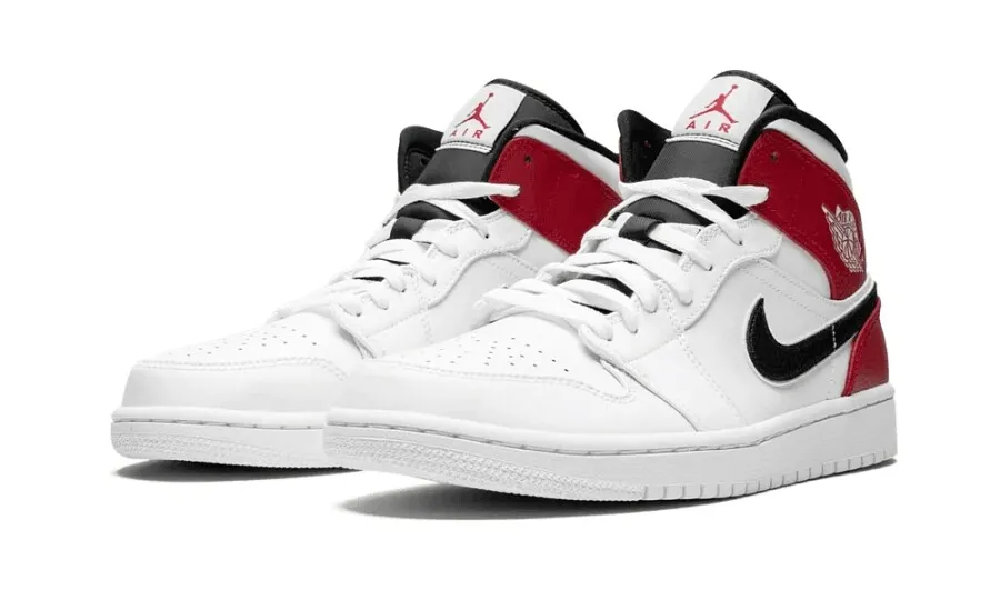 Air Jordan 1 Mid White Black Gym Red