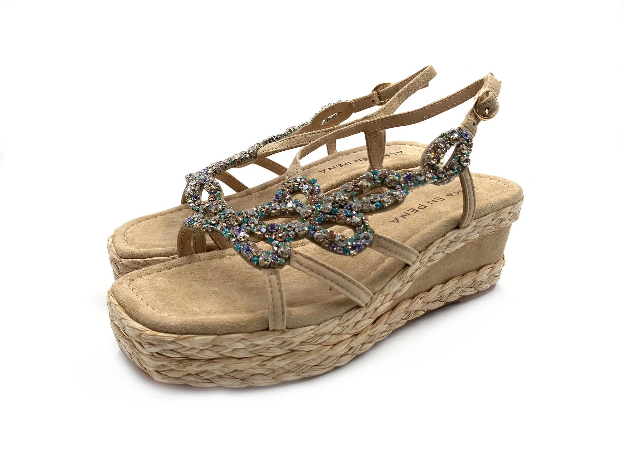 Alma En Pena V241010 Sandalia Cuña 6 Suede Sand Taupe Mujer