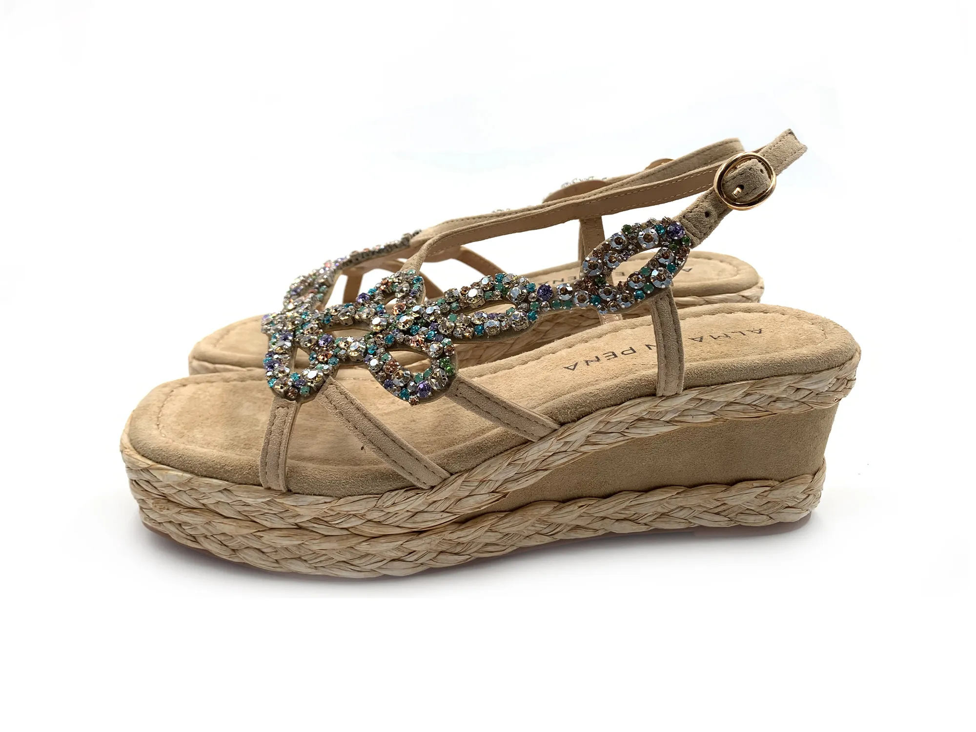 Alma En Pena V241010 Sandalia Cuña 6 Suede Sand Taupe Mujer