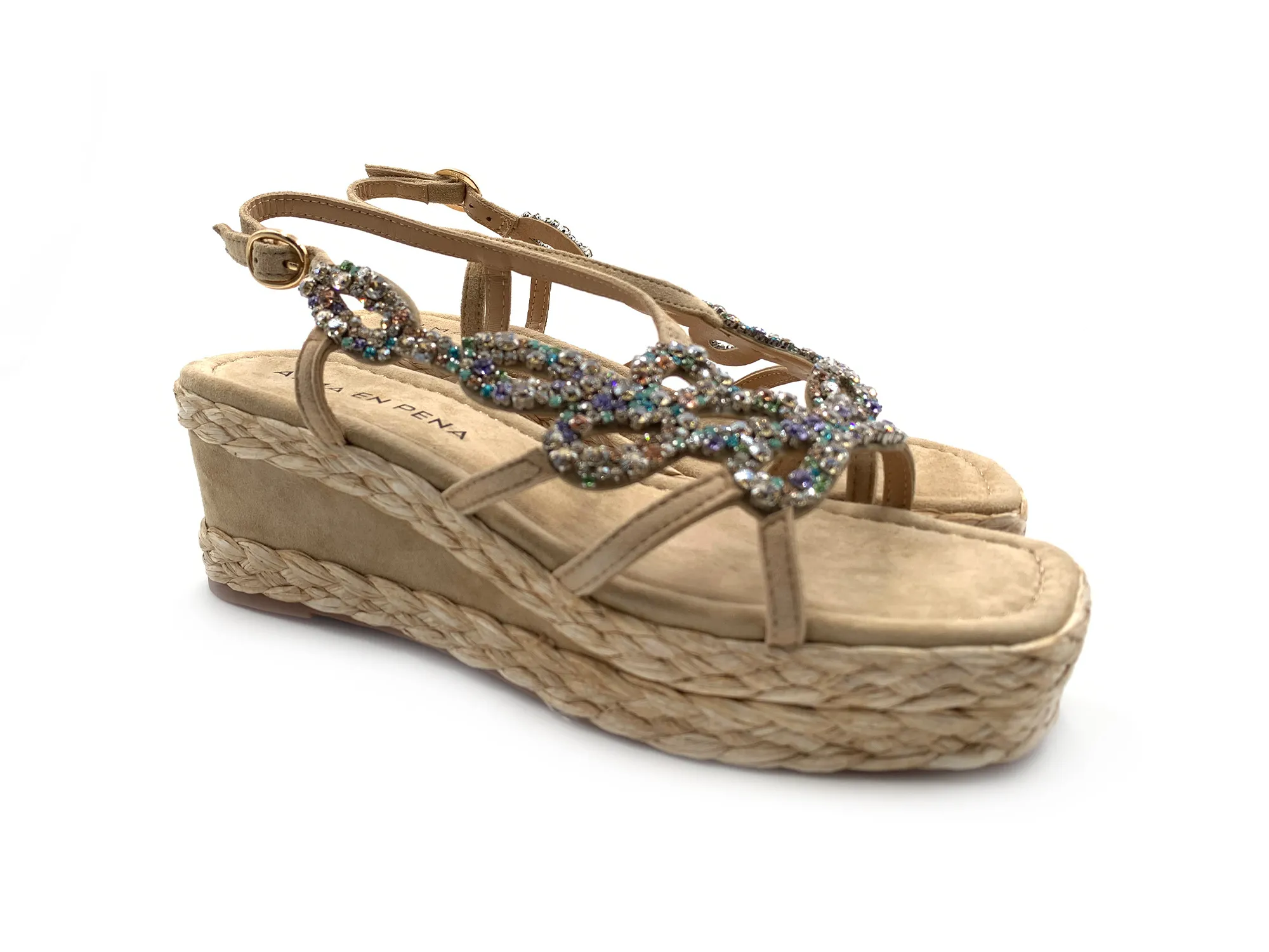 Alma En Pena V241010 Sandalia Cuña 6 Suede Sand Taupe Mujer