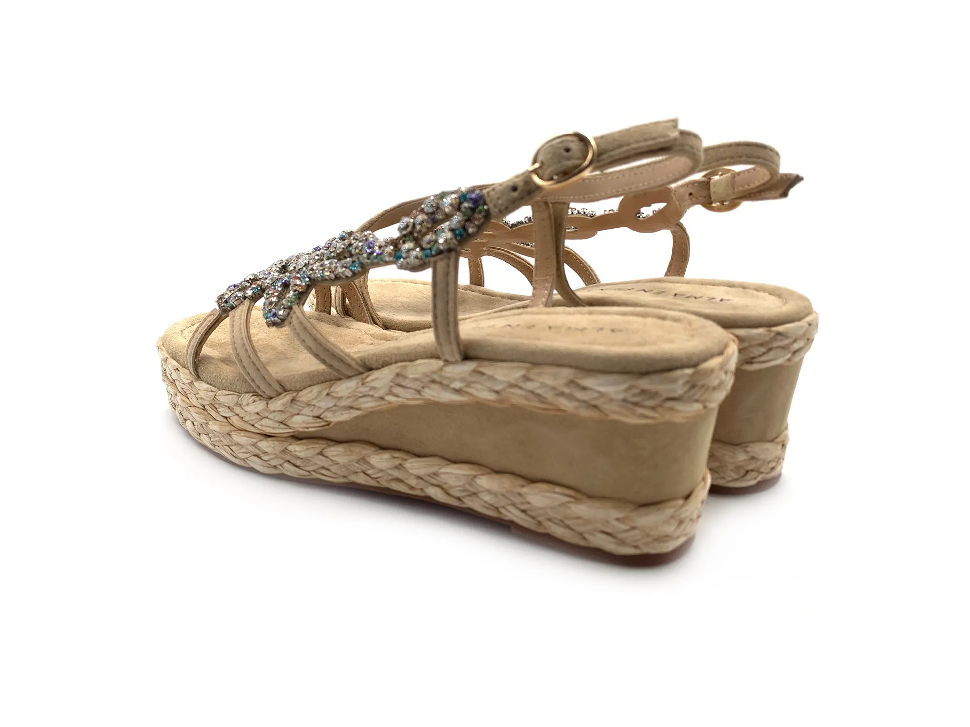 Alma En Pena V241010 Sandalia Cuña 6 Suede Sand Taupe Mujer
