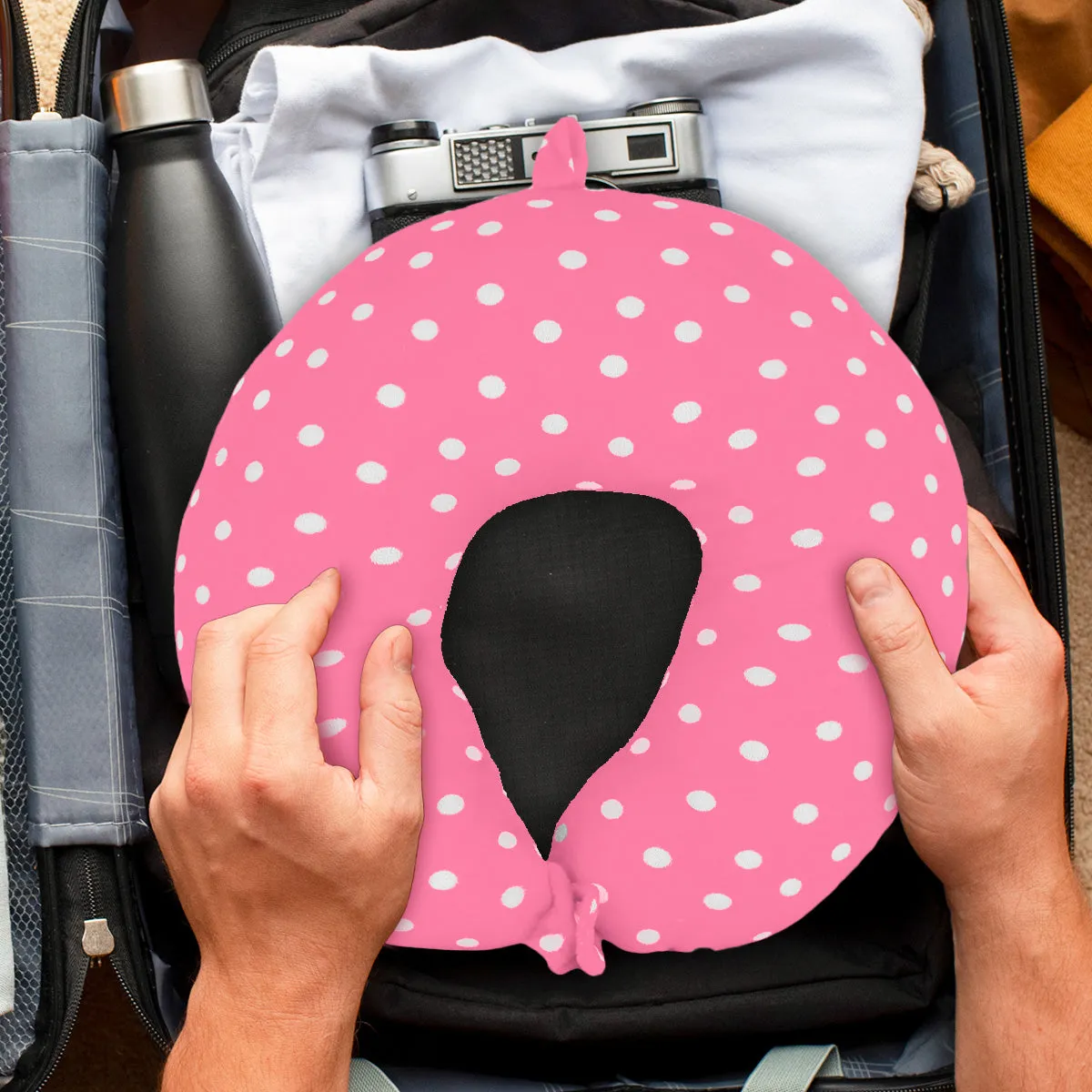 Almohada de Viaje para Cuello con Diseo de Bolitas