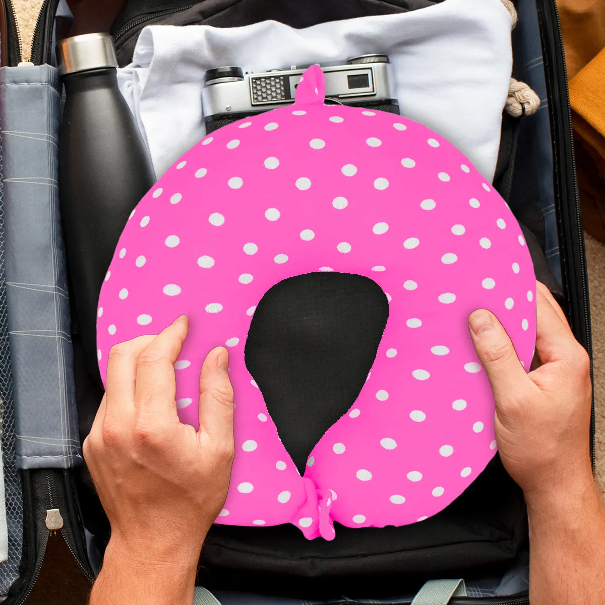 Almohada de Viaje para Cuello con Diseo de Bolitas