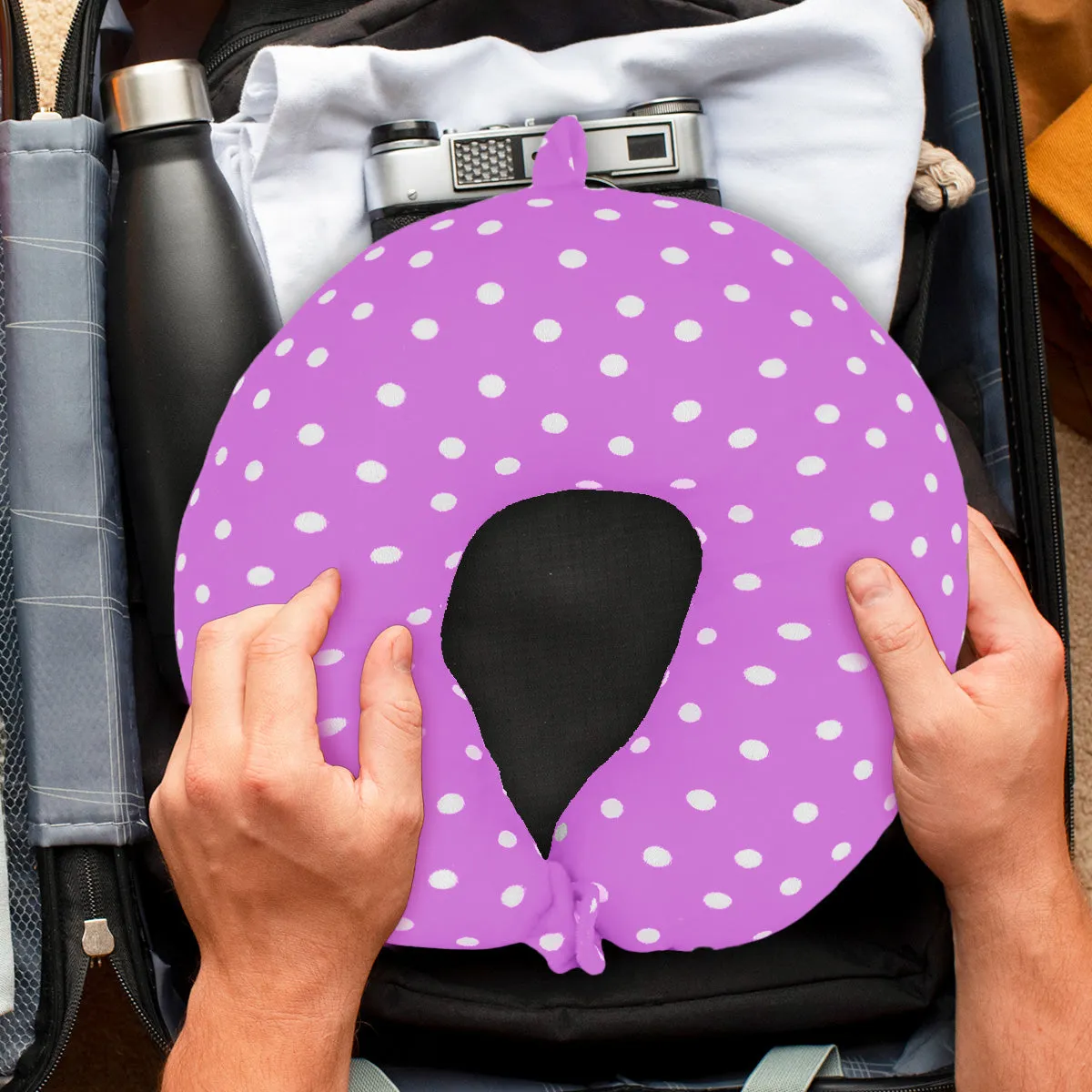 Almohada de Viaje para Cuello con Diseo de Bolitas