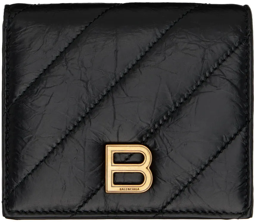 Balenciaga Black Crush Flap Coin Wallet