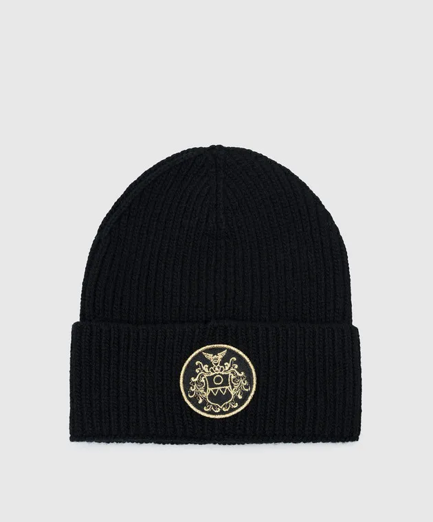 Bally Black wool cap with logo patch