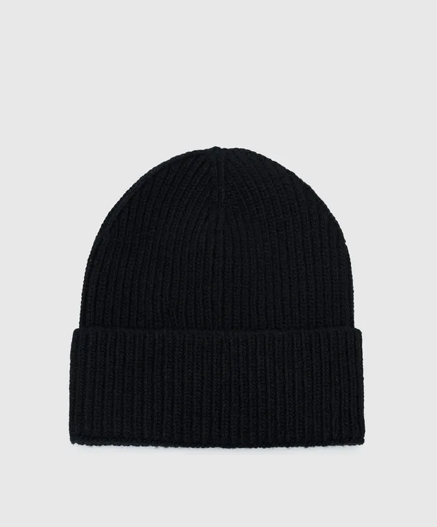 Bally Black wool cap with logo patch