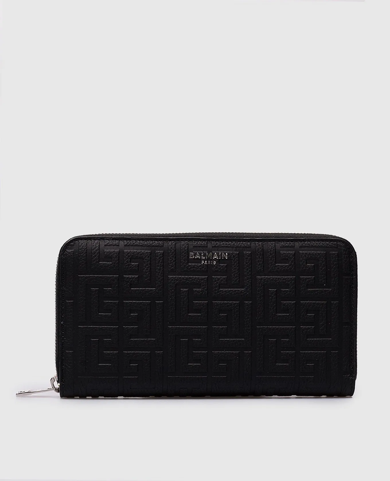 Balmain Black leather wallet with embossed logo monogram
