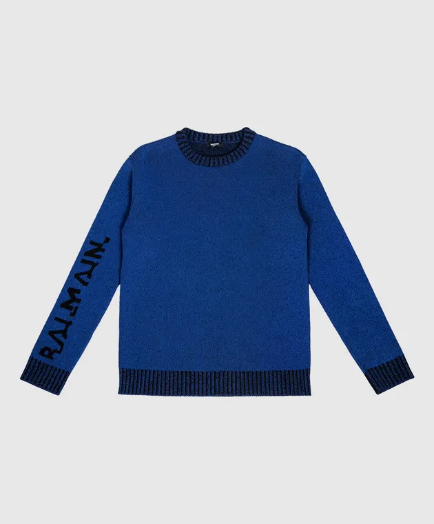 Balmain Children's blue sweater with a logo