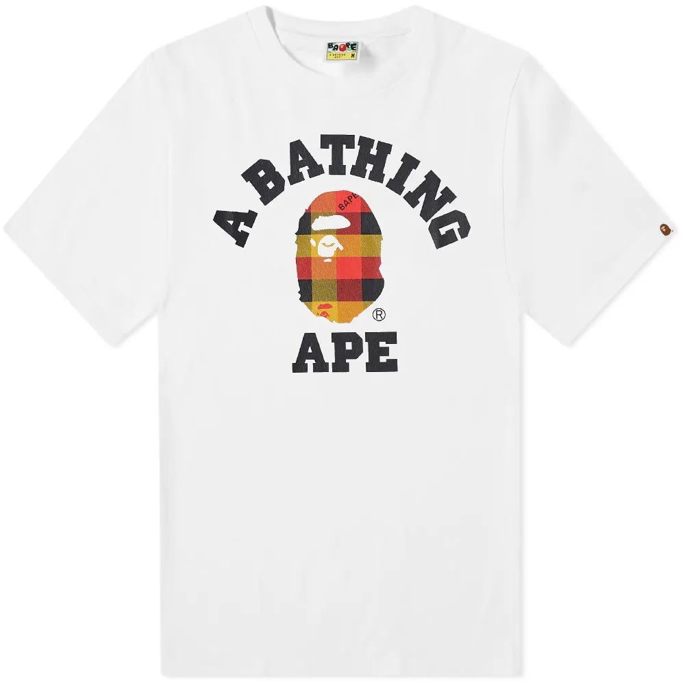 BAPE A Bathing Ape Block Check College Tee