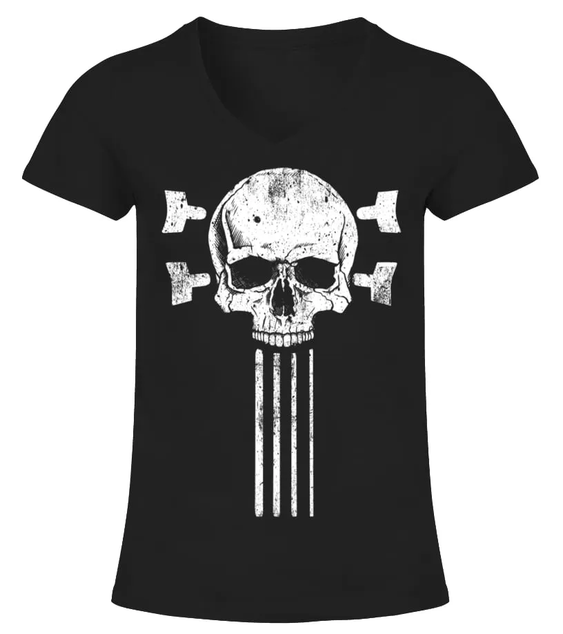 bass skull1 Camiseta cuello pico Mujer