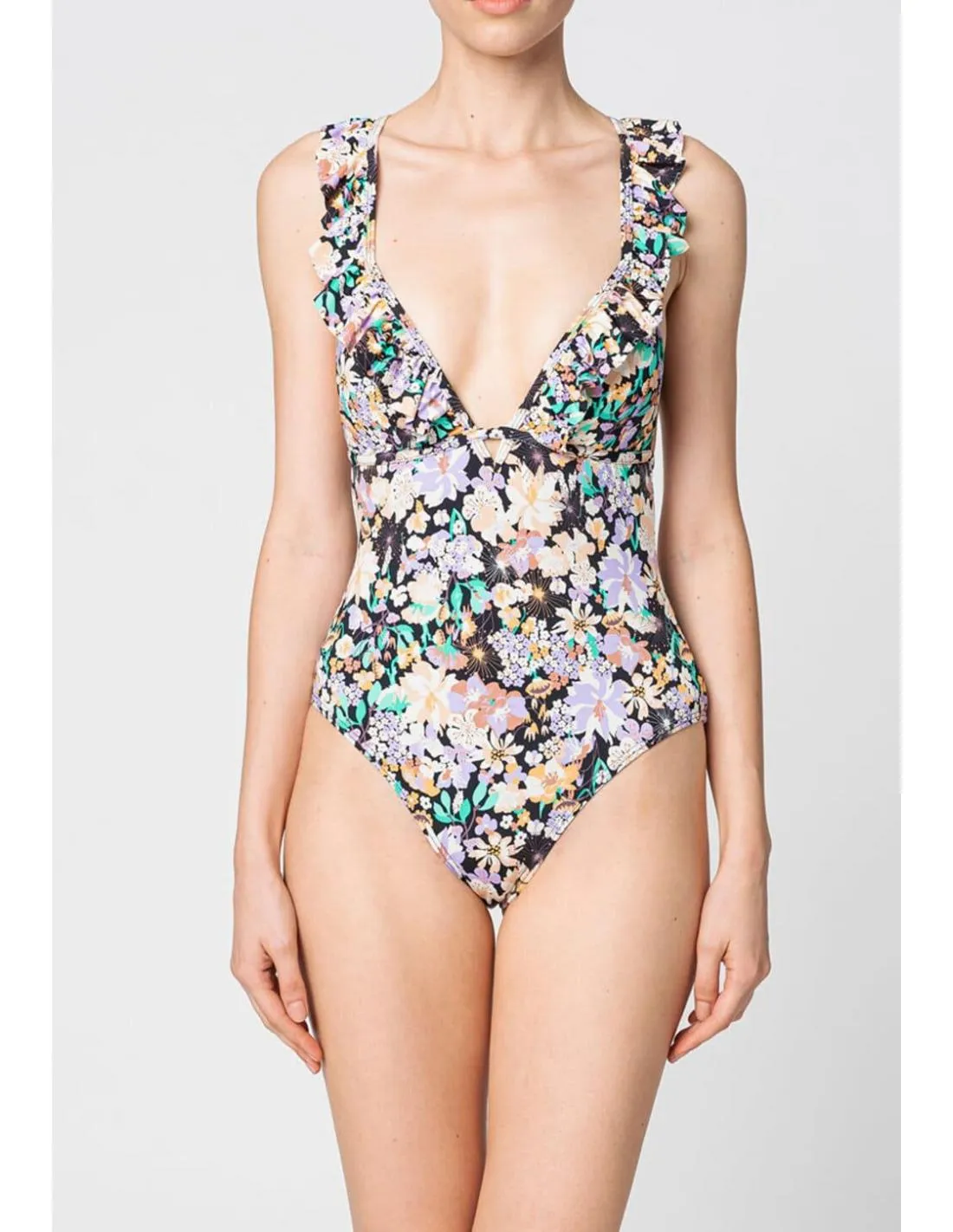 BAÑADOR DE FLORES TIRAS VOLANTES PIECES VADA