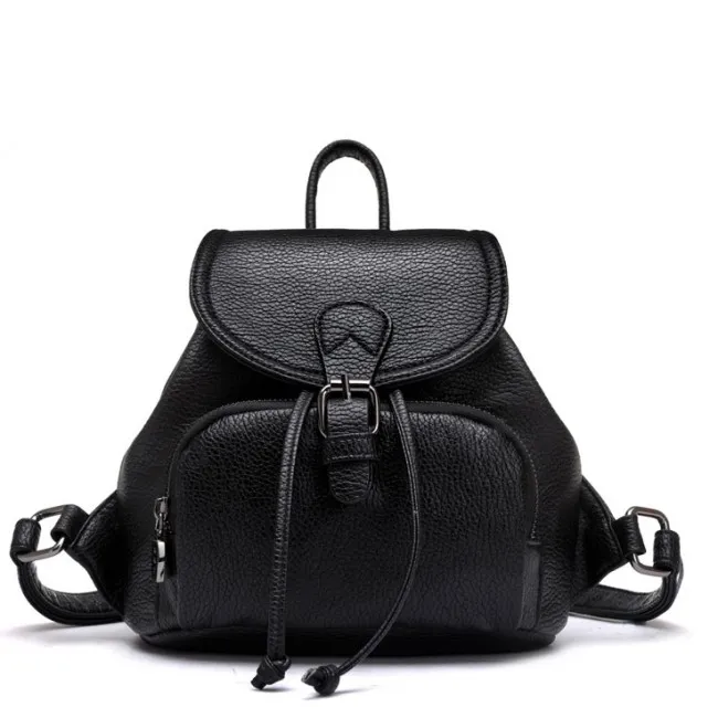 Black White Mini Simple Women College Backpack 