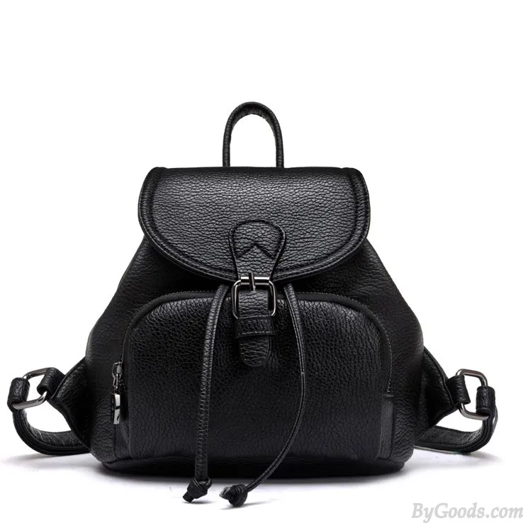 Black White Mini Simple Women College Backpack 