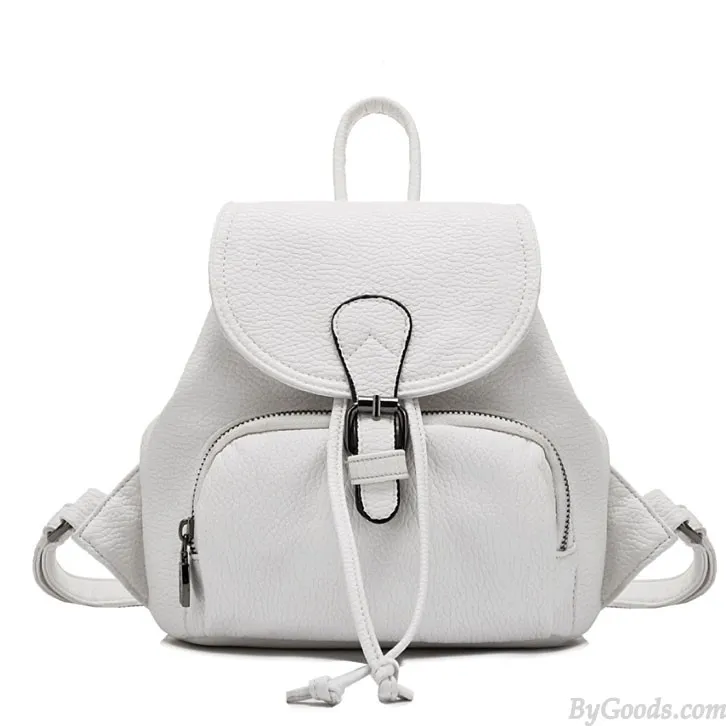 Black White Mini Simple Women College Backpack 