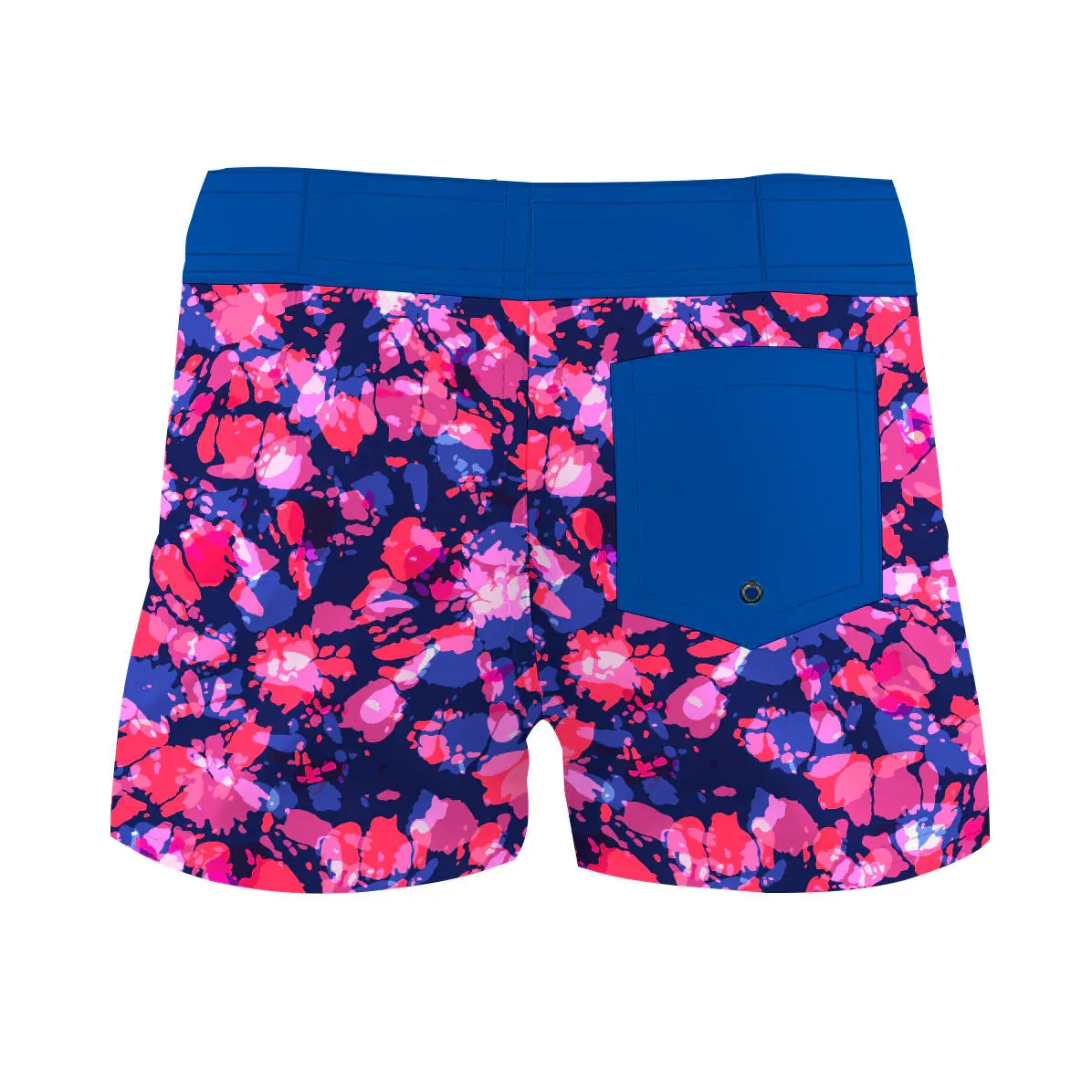 Blue & Pink Watercolor Splash Women Board Shorts