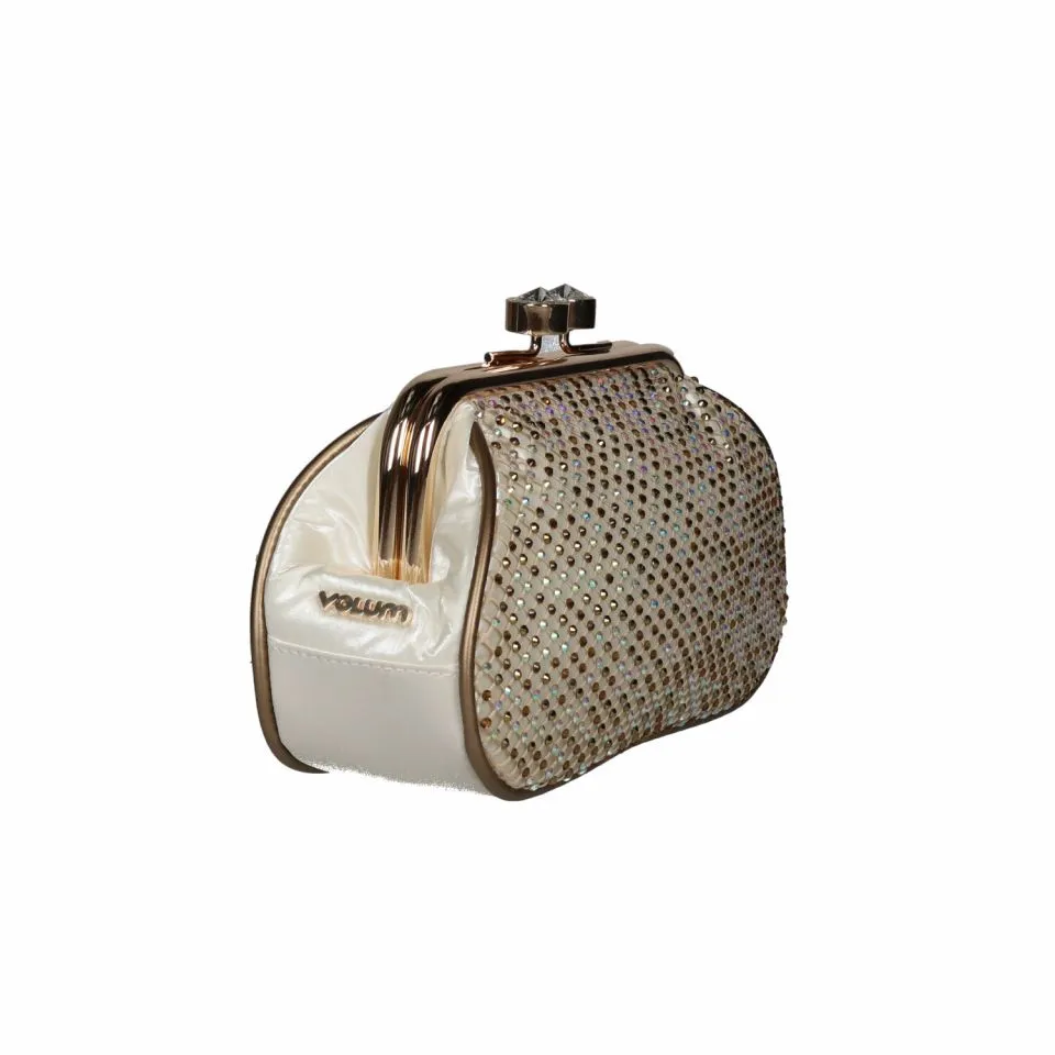 Bolso Beig Con Boquilla y Malla Brillantes Oro