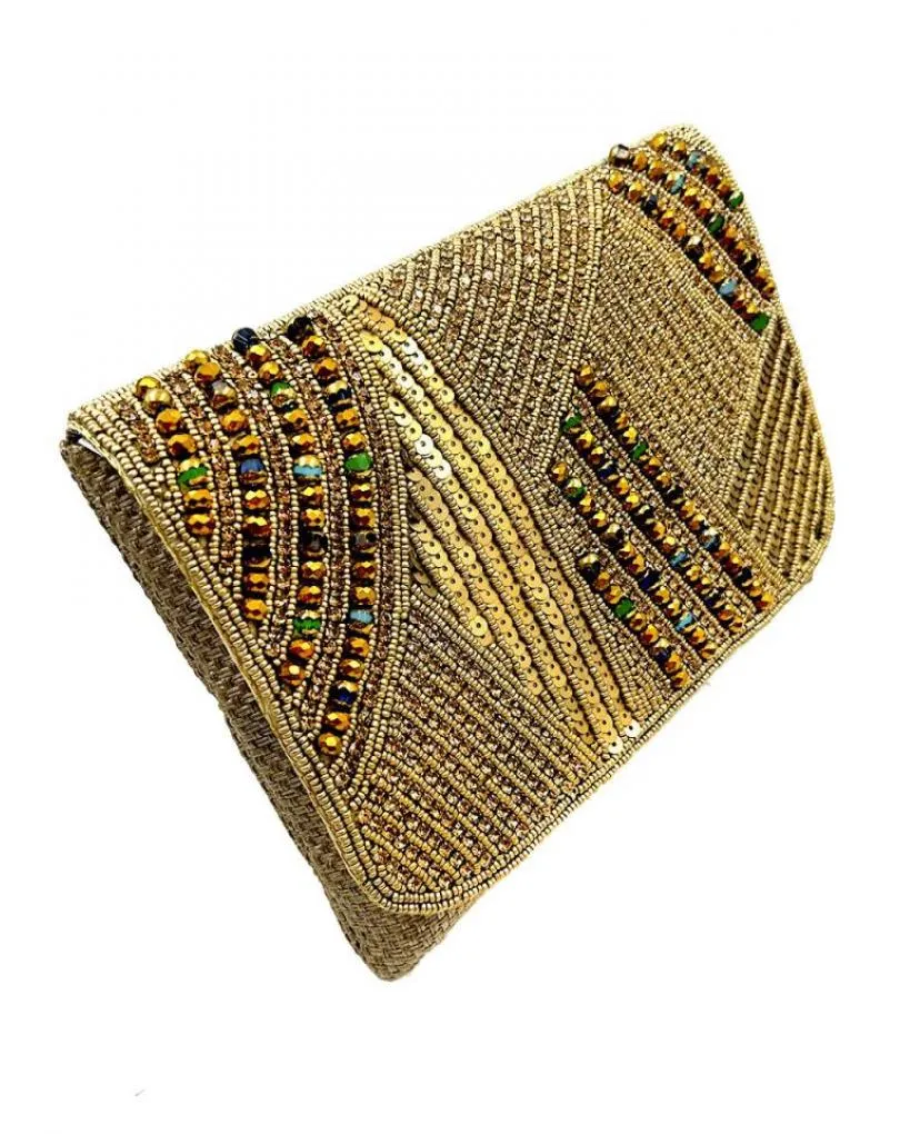 BOLSOS DE FIESTA MARRONES Y DORADOS CON SOLAPA JOYA