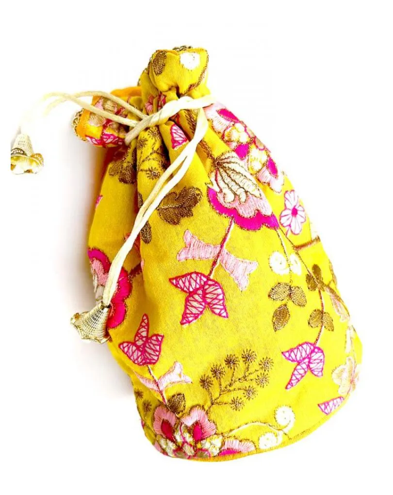 BOLSOS DE FIESTA MUJER AMARILLOS CON FLORES ESTILO LIMOSNERA