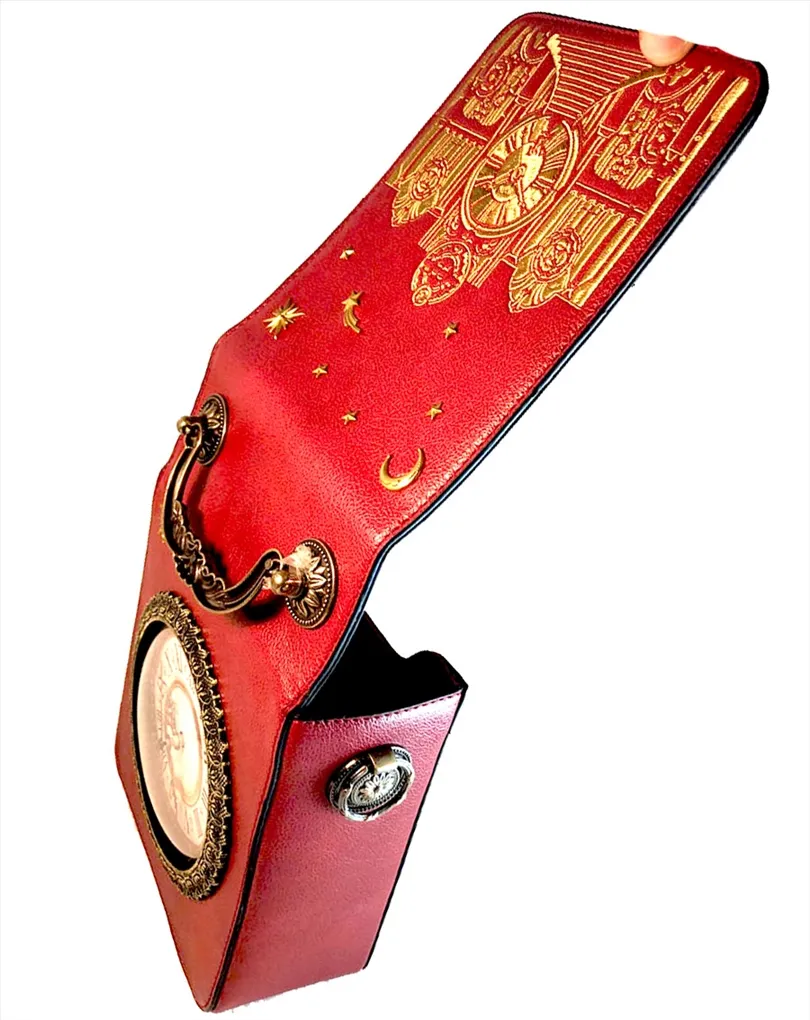 BOLSOS DE MUJER ROJOS DECORADOS CON RELOJ COMPLEMENTOS ONLINE