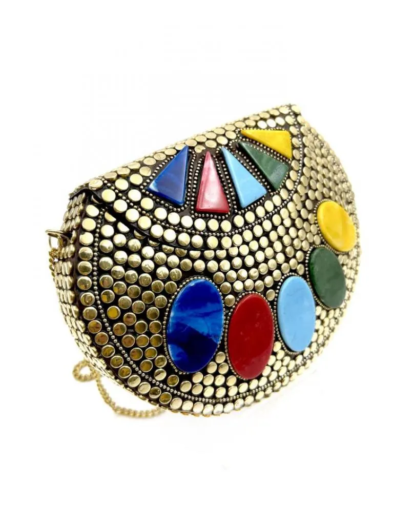 BOLSOS IBIZA DORADOS Y MULTICOLOR PARA BODAS Y EVENTOS
