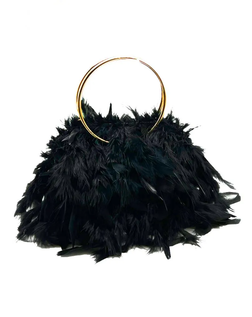 BOLSOS NEGROS DE PLUMAS VAPOROSAS TOTAL LOOK DE BODA