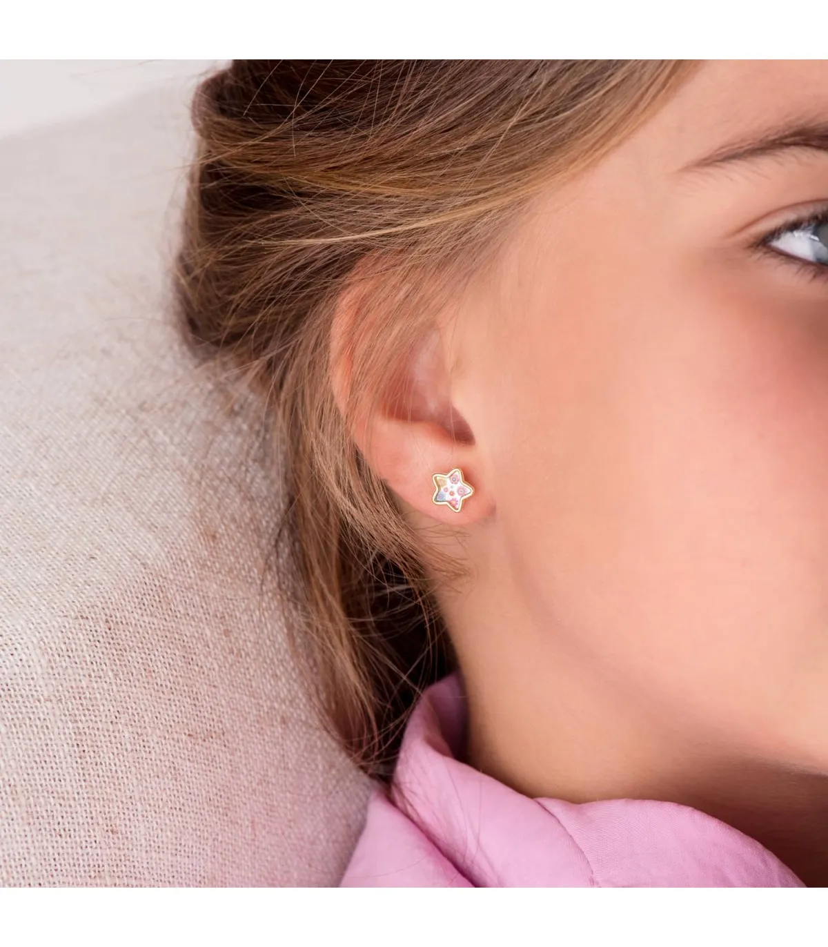 Boucles d'oreilles Fille Aloha Or 18K Étoile 8mm