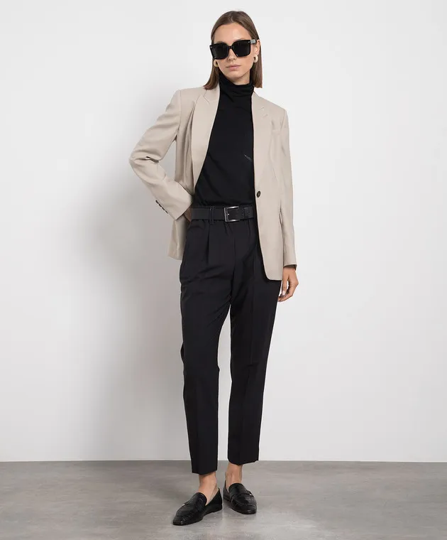 Brunello Cucinelli Gray pants with monil chain