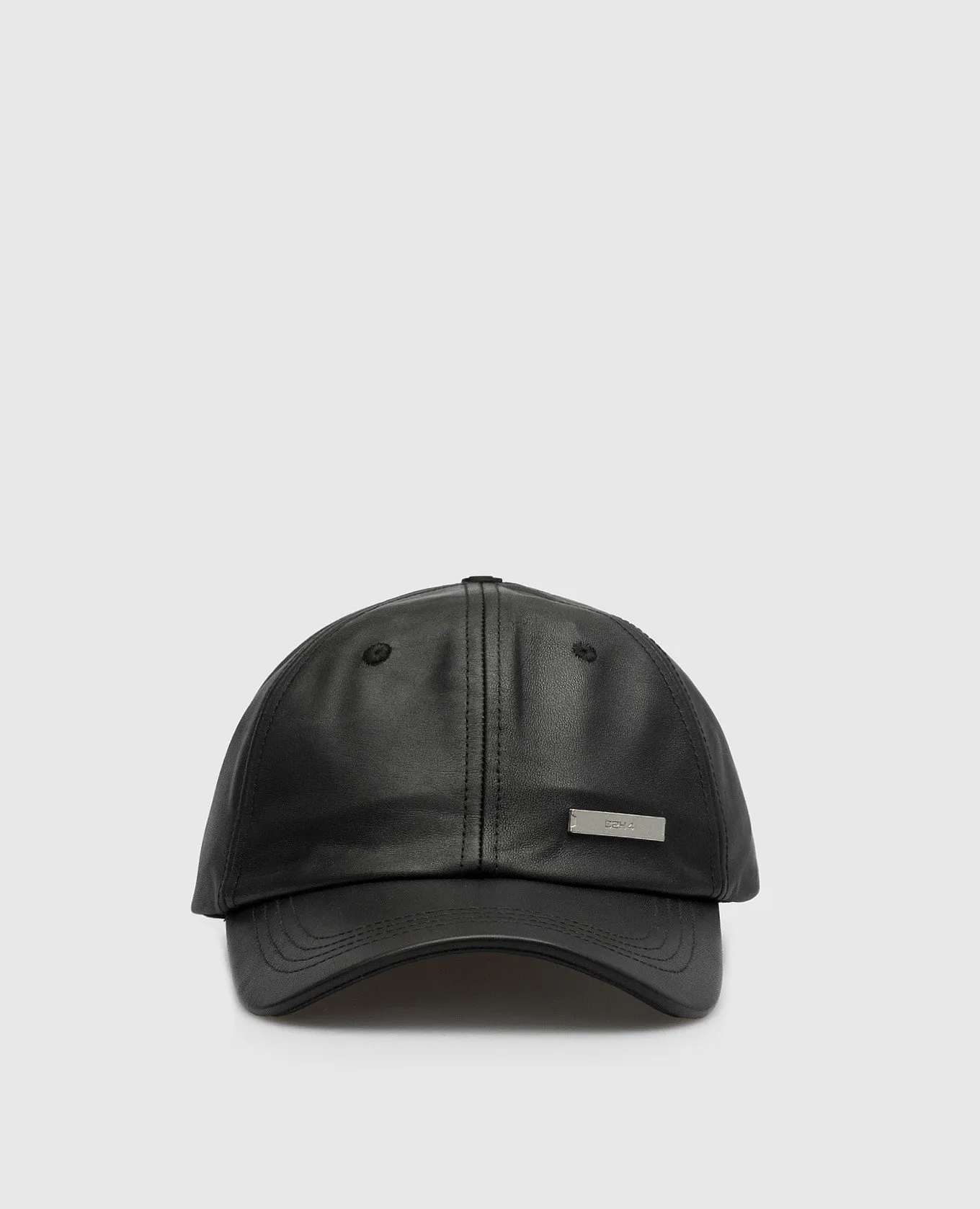 C2H4 Black leather cap with logo