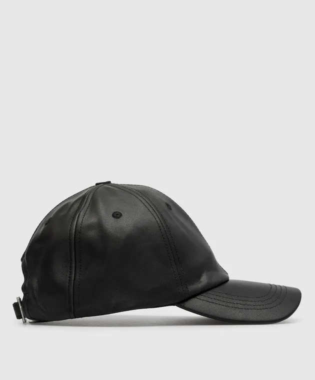 C2H4 Black leather cap with logo