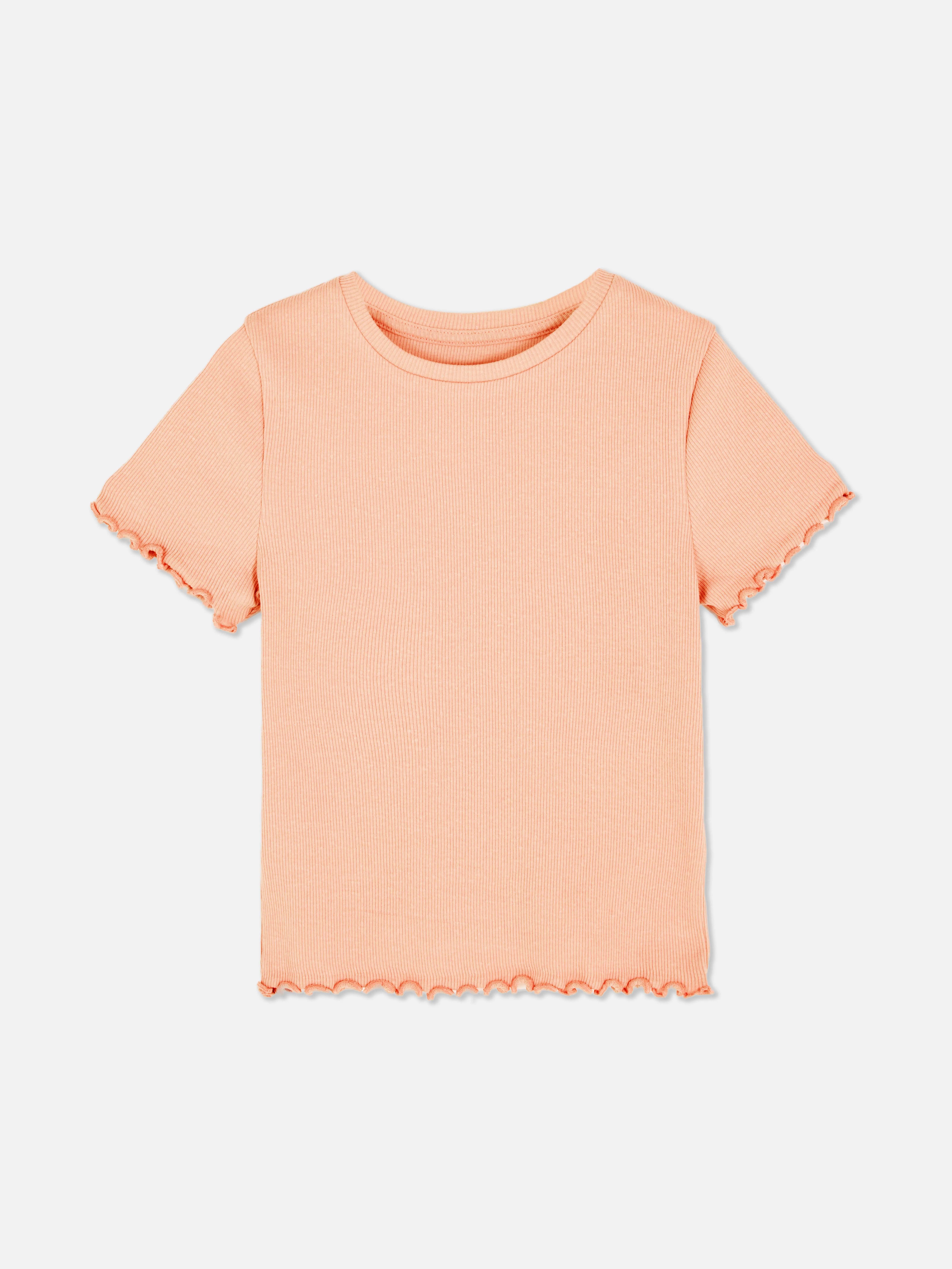 Camiseta acanalada con ribete ondulado a juego