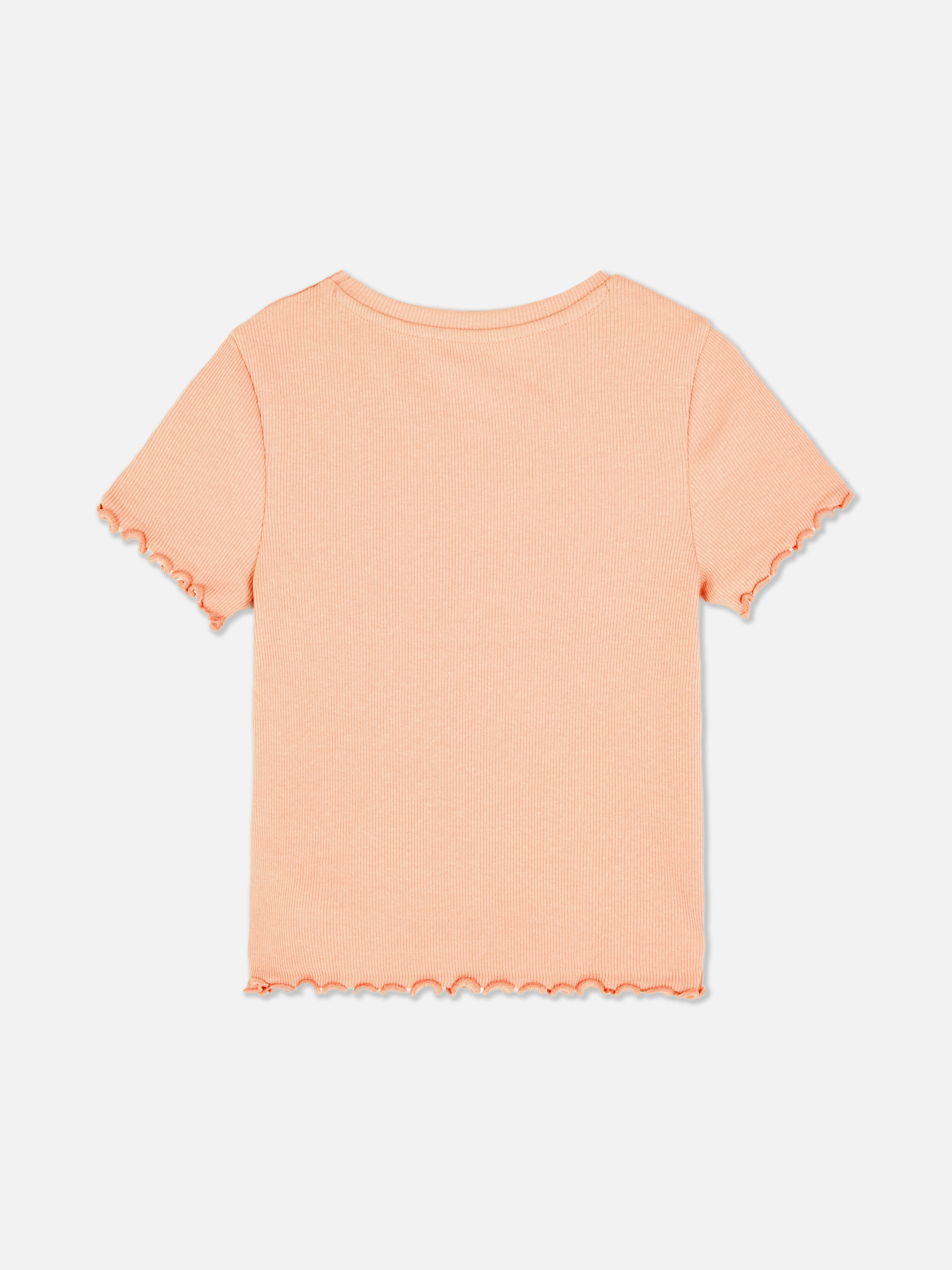 Camiseta acanalada con ribete ondulado a juego