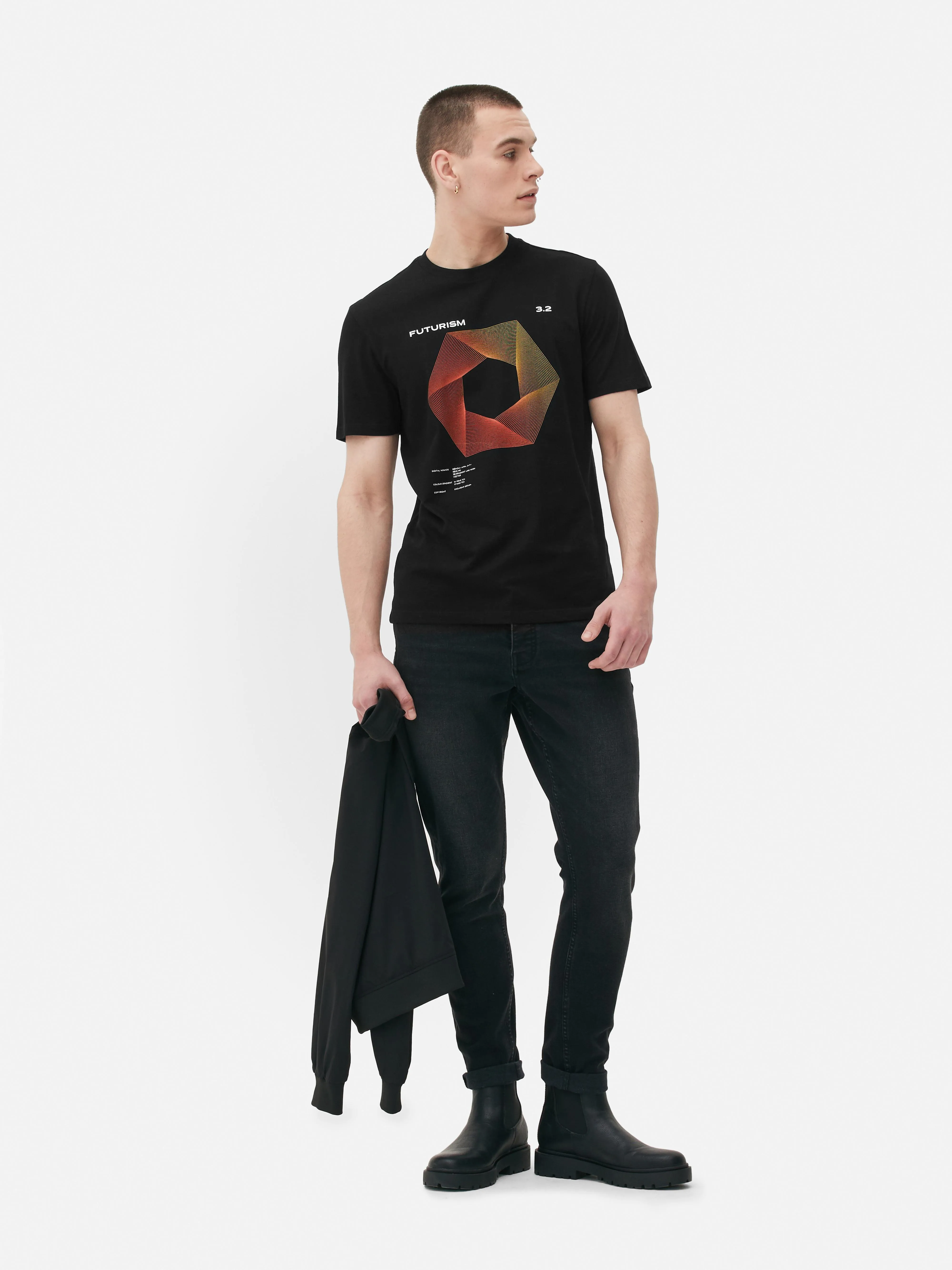 Camiseta con estampado futurista