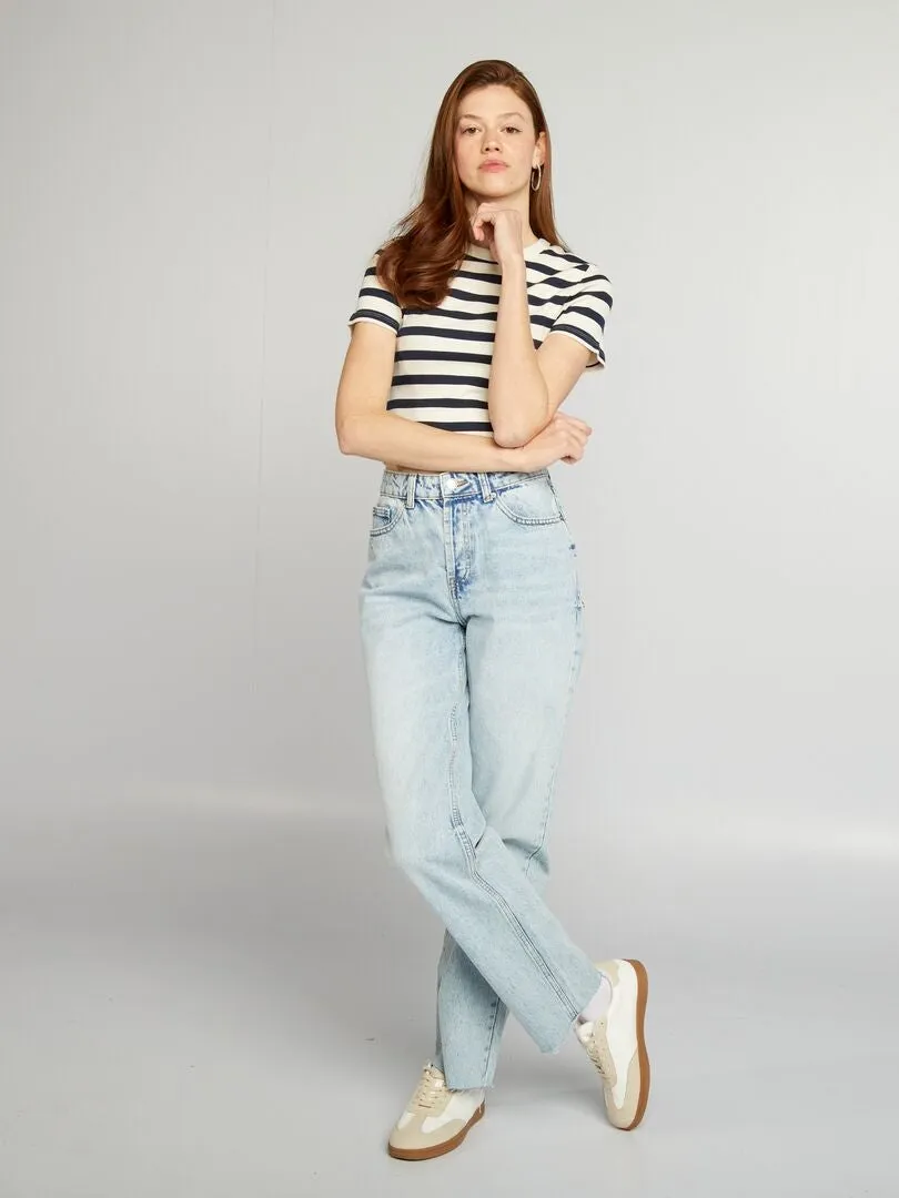 CAMISETA CROP TOP MARINERA  BEIGE