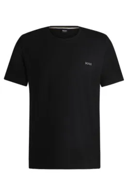 Camiseta de algodón elástico con logo bordado