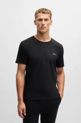 Camiseta de algodón elástico con logo bordado