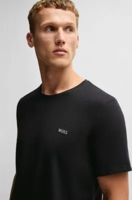 Camiseta de algodón elástico con logo bordado