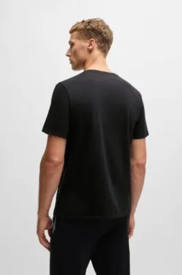 Camiseta de algodón elástico con logo bordado