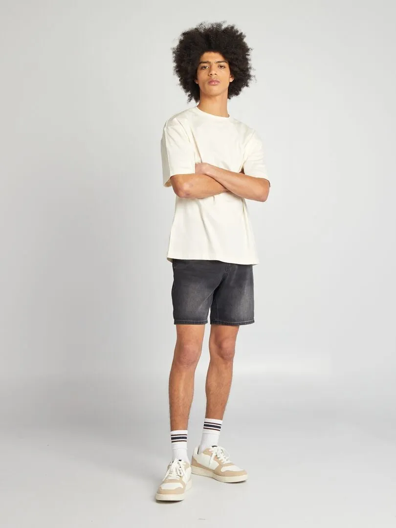 CAMISETA DE ALGODóN CON BORDADO EN EL PECHO  BLANCO