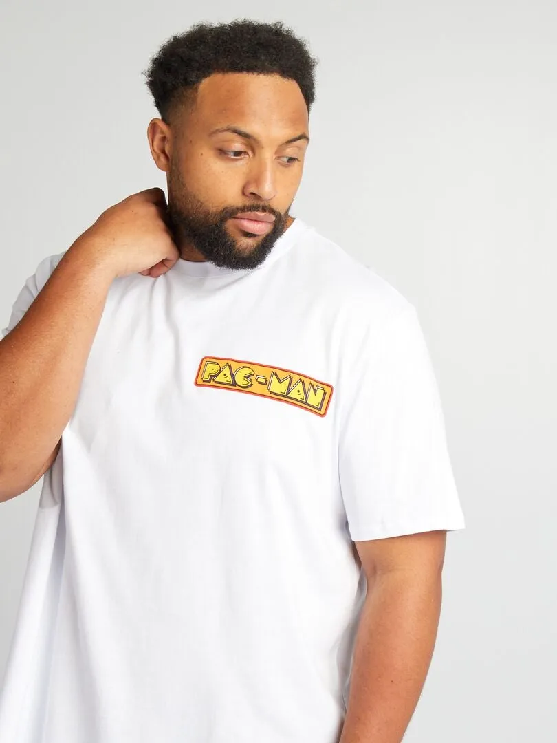 CAMISETA DE CUELLO REDONDO 'PACMAN'  BLANCO