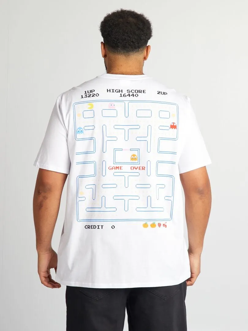 CAMISETA DE CUELLO REDONDO 'PACMAN'  BLANCO