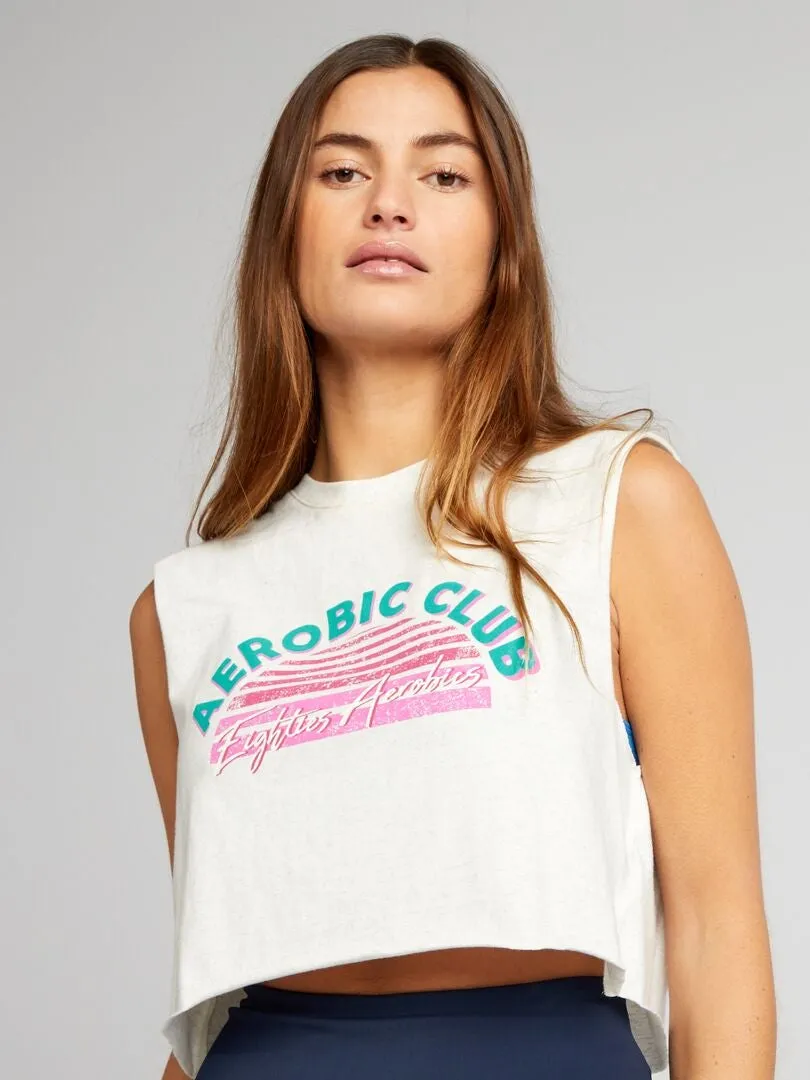 CAMISETA DE DEPORTE CROPPED SIN MANGAS  GRIS