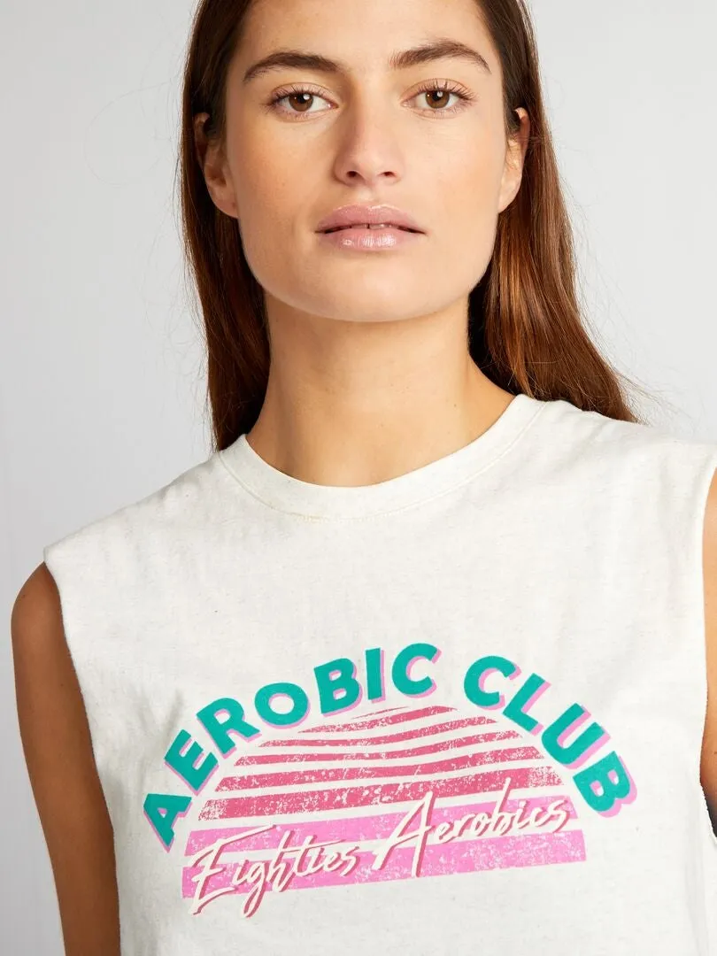 CAMISETA DE DEPORTE CROPPED SIN MANGAS  GRIS