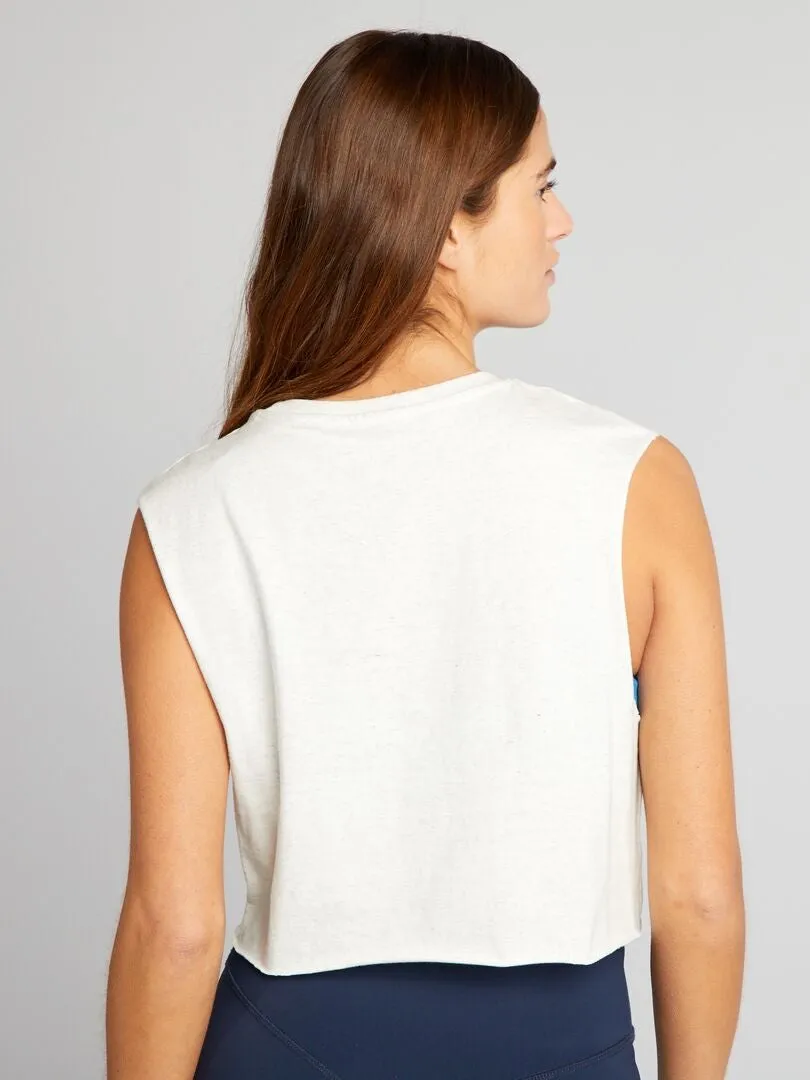 CAMISETA DE DEPORTE CROPPED SIN MANGAS  GRIS