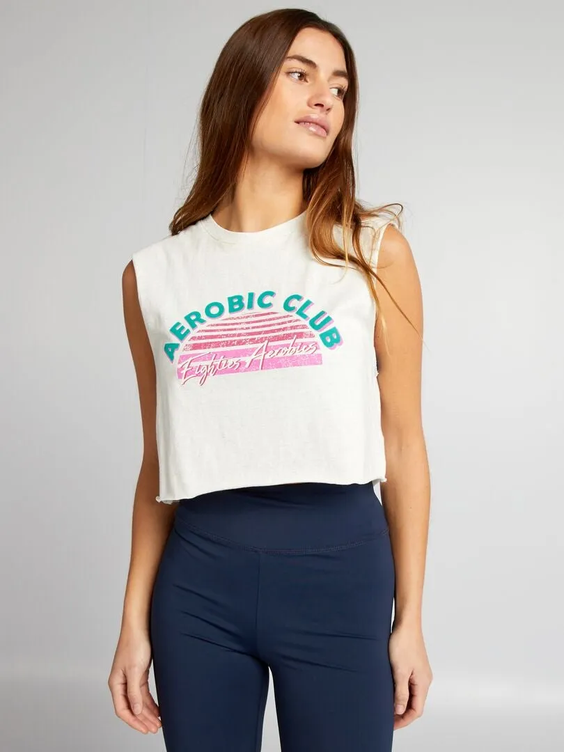 CAMISETA DE DEPORTE CROPPED SIN MANGAS  GRIS